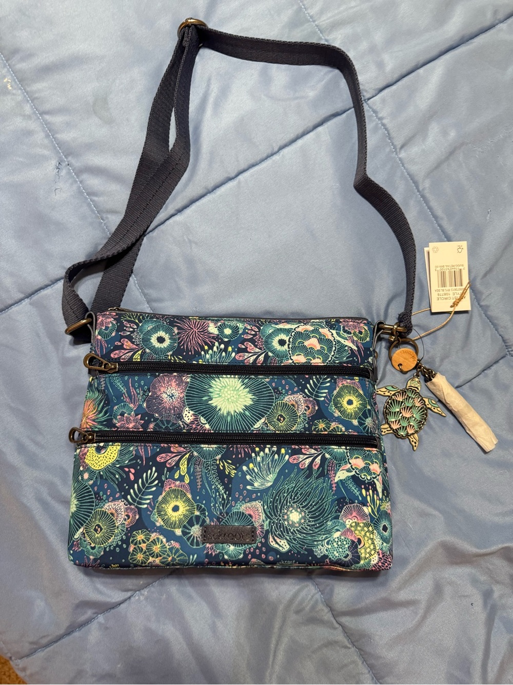 Sakroots Basic Crossbody Bag in Blue Seascape print - Picture 5 of 7